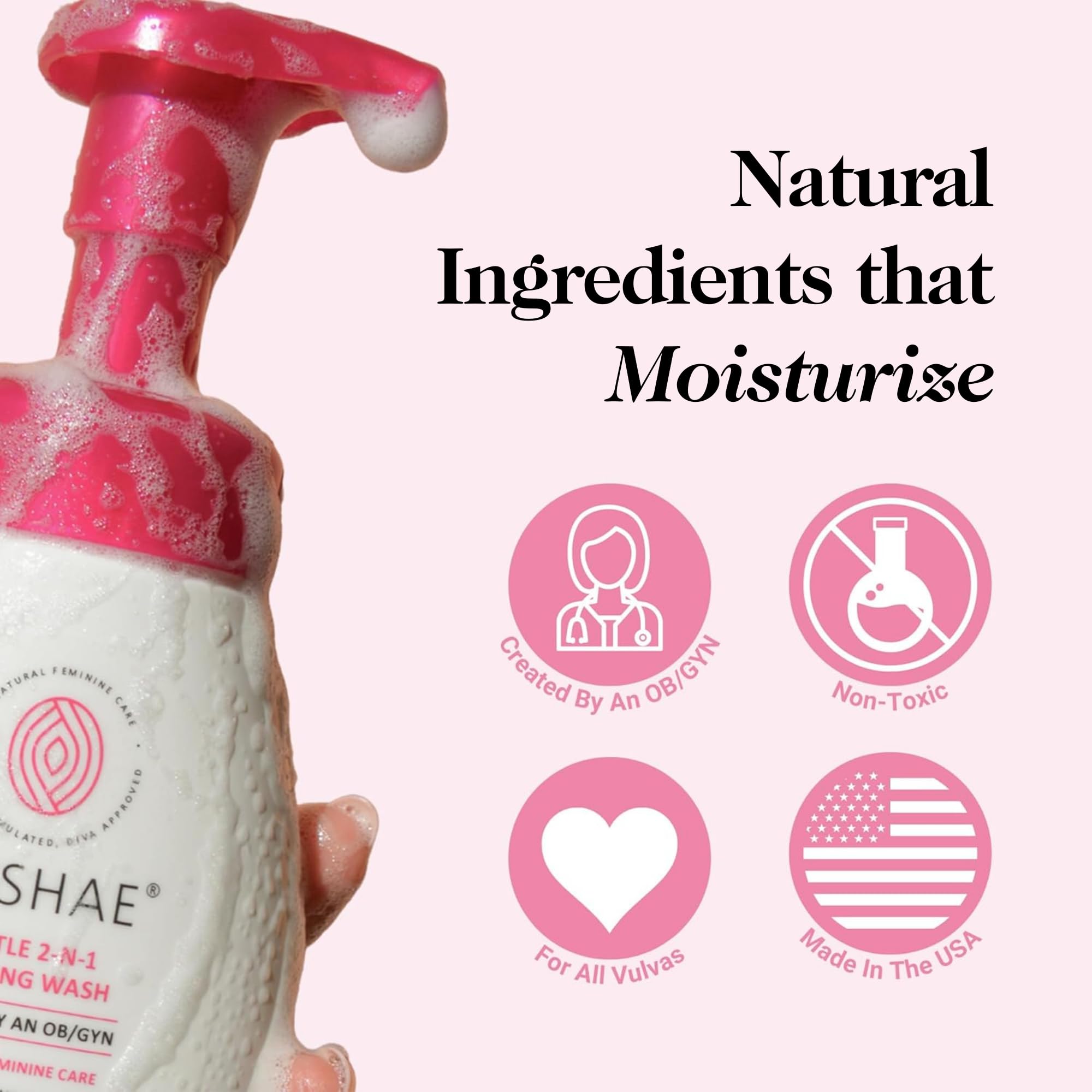 Kushae Gentle 2-in-1 Foaming Wash, pH Balance Feminine Wash for Optimal Hygiene, Refreshing & Soothing Feminine Wash for Sensitive Skin, Fragrance-Free Intimate Wash for Daily Use, 8.3 oz