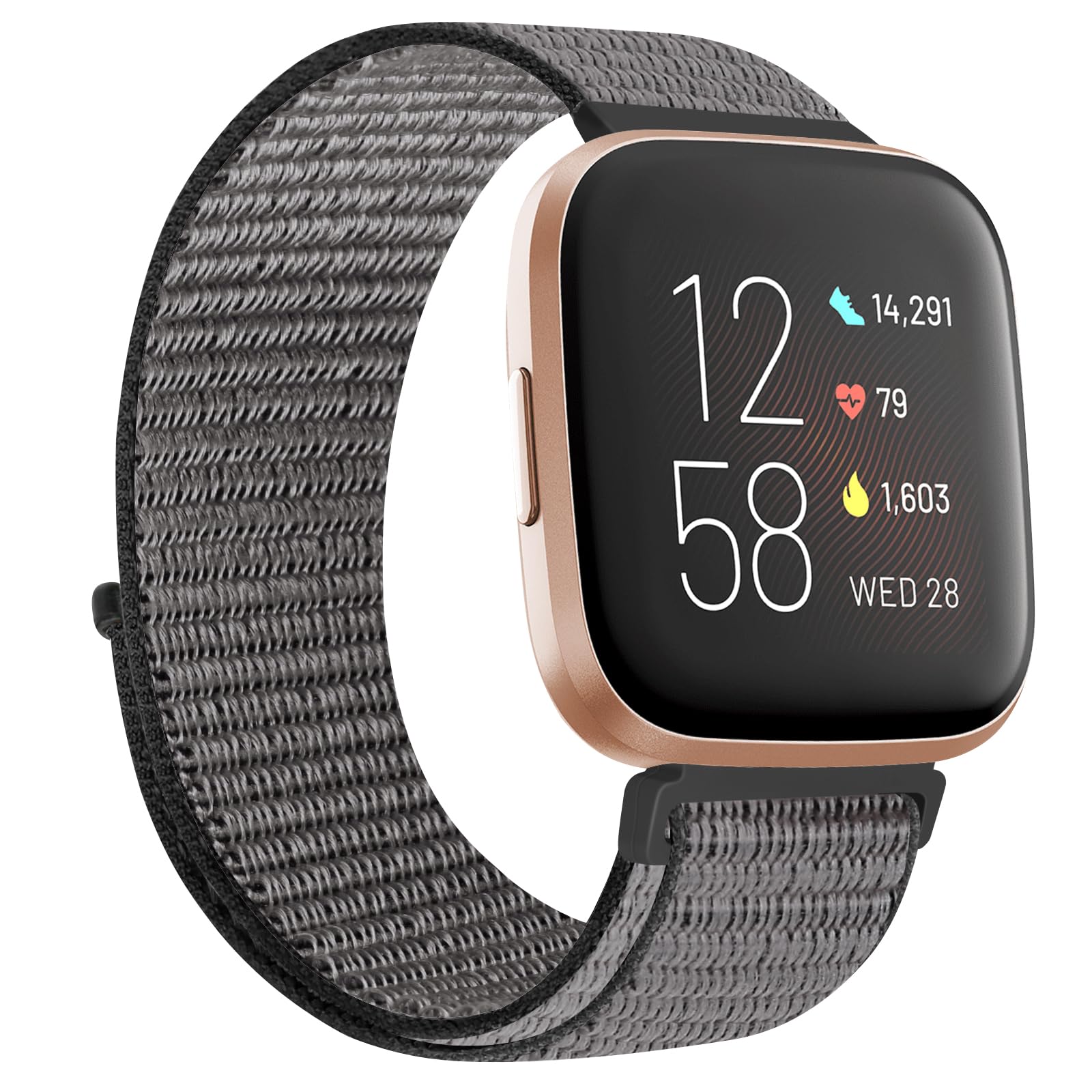 KIBDSNG Nylon Strap Compatible with Fitbit Versa 2 Strap/Versa Lite/SE/Versa Strap, Soft Adjustable Woven Sport Wristbands Replacement Band for Men Women