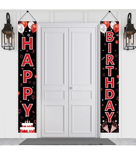 Sursurprise Happy 18th Birthday Door Banner - Red & Black, 13.7x70.9 Inch, Indoor/Outdoor Party Decor - View #6