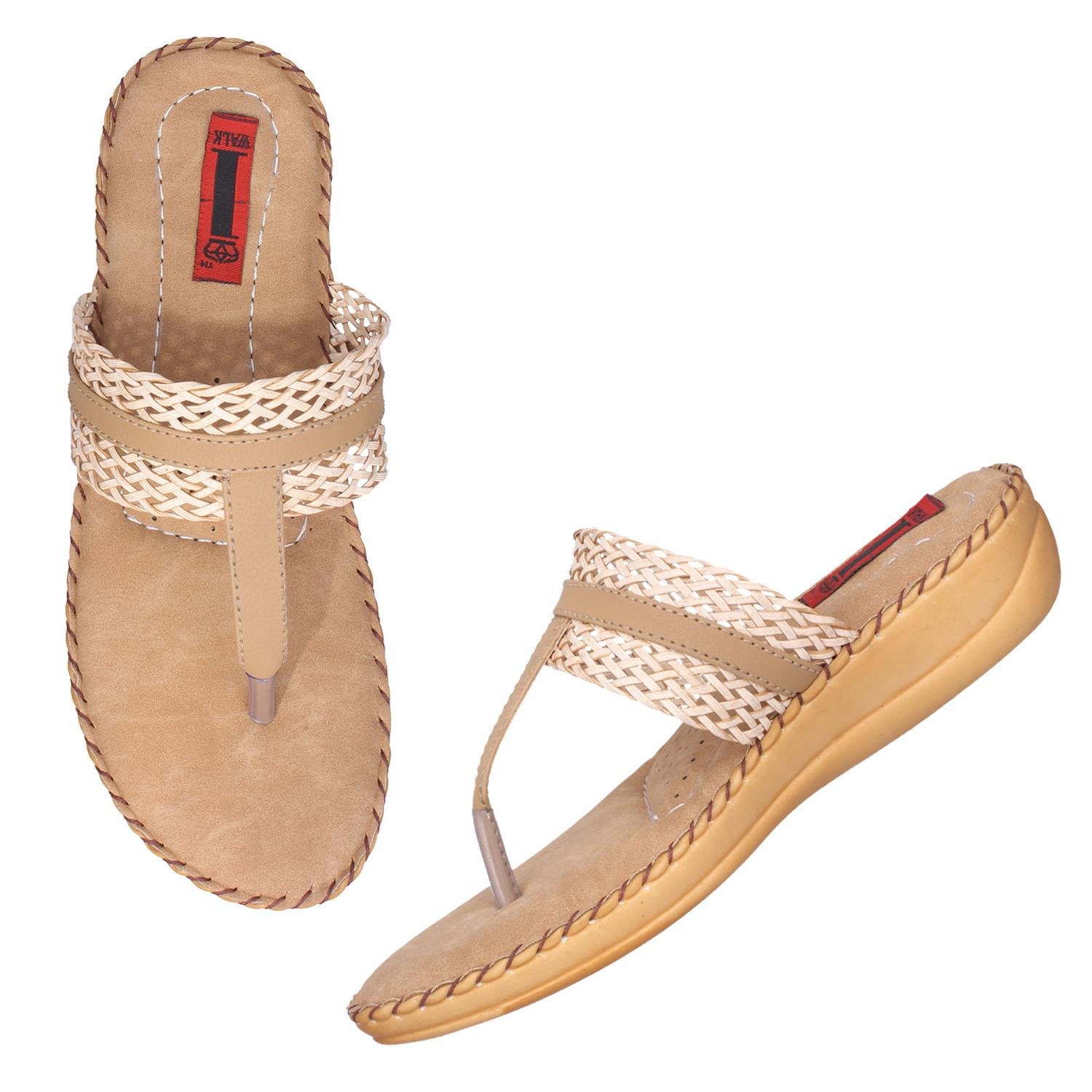 1 walk comfortable synthetic leather doctor sole women's flats - beige