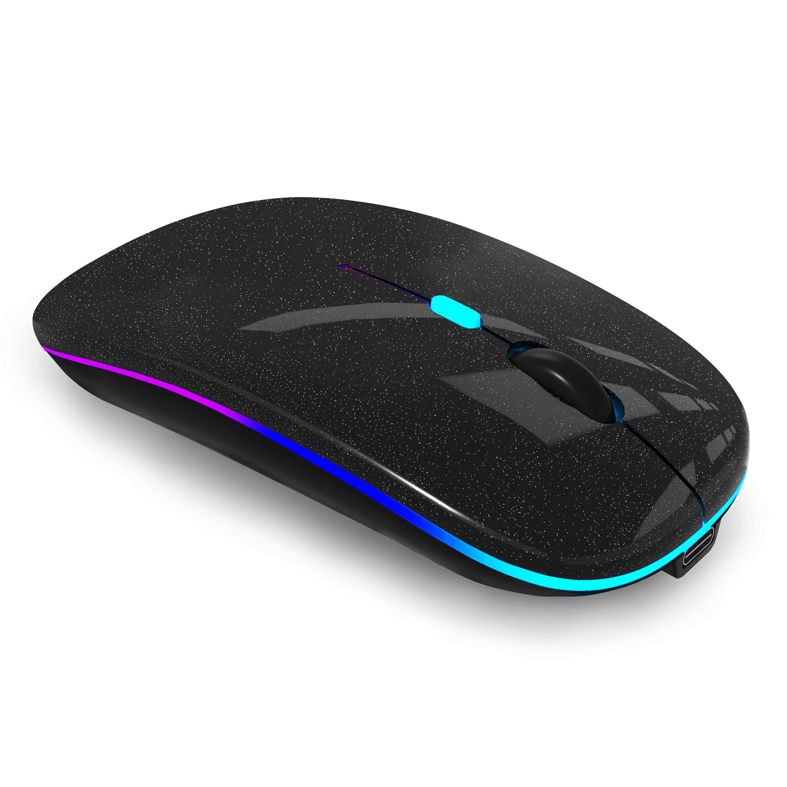 Photo 1 of WREANU Wireless Bluetooth Mouse Rechargeable Laptop Mice with LED Lights Silent Slim Use(BT5.2 and 2.4G Portable USB Receiver)Dual Mode Computer Mouse for Laptop/iPad/Tablet/Apple/PC/Mac(Pearl Black)