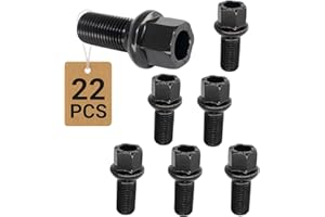 22PCS M14x1.5 Lug Bolts – 28mm Shank Ball Seat Carbon Steel Wheel Bolts Compatible with Audi BMW Mercedes Porsche Volkswagen 