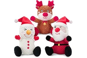 Epesiri Christmas Plush Dog Squeaky Toys for Large Breed, 3 Pack Durable Dog Toys for Medium Dogs, Cute Christmas Puppy Toys with Cotton, Tough Dog Chew Toys, Dog Toys Gift