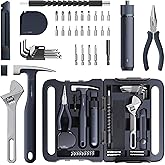 HOTO 40-Piece Tool Kit, Household Essentials Tool Set w/Smart Electric Screwdriver (LED, 3 Torque) + 14 Tools & 26 Accessorie
