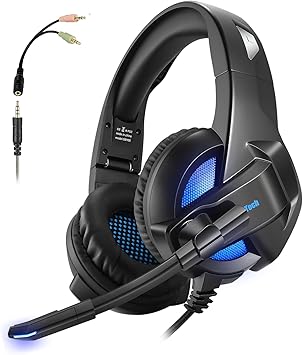 Gaming Headset Foldable For Xbox One Ps4 Arkartech Headphones With Mic Noise Cancelling Over Ear Led Light Bass Stereo Sound Volume Control For Pc Laptop Mac Tablet Mobile One Year Warranty Amazon Ca Electronics