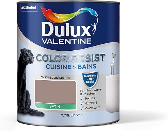 Dulux Valentine Peinture Color Resist Cuisine Bains Murs Plafonds Boiseries Satin Taupe 0 75l Amazon Fr Bricolage