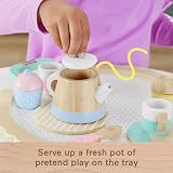 Fisher-Price Wood Pretend Play Tea Set 12-Piece Wooden Playset view 3