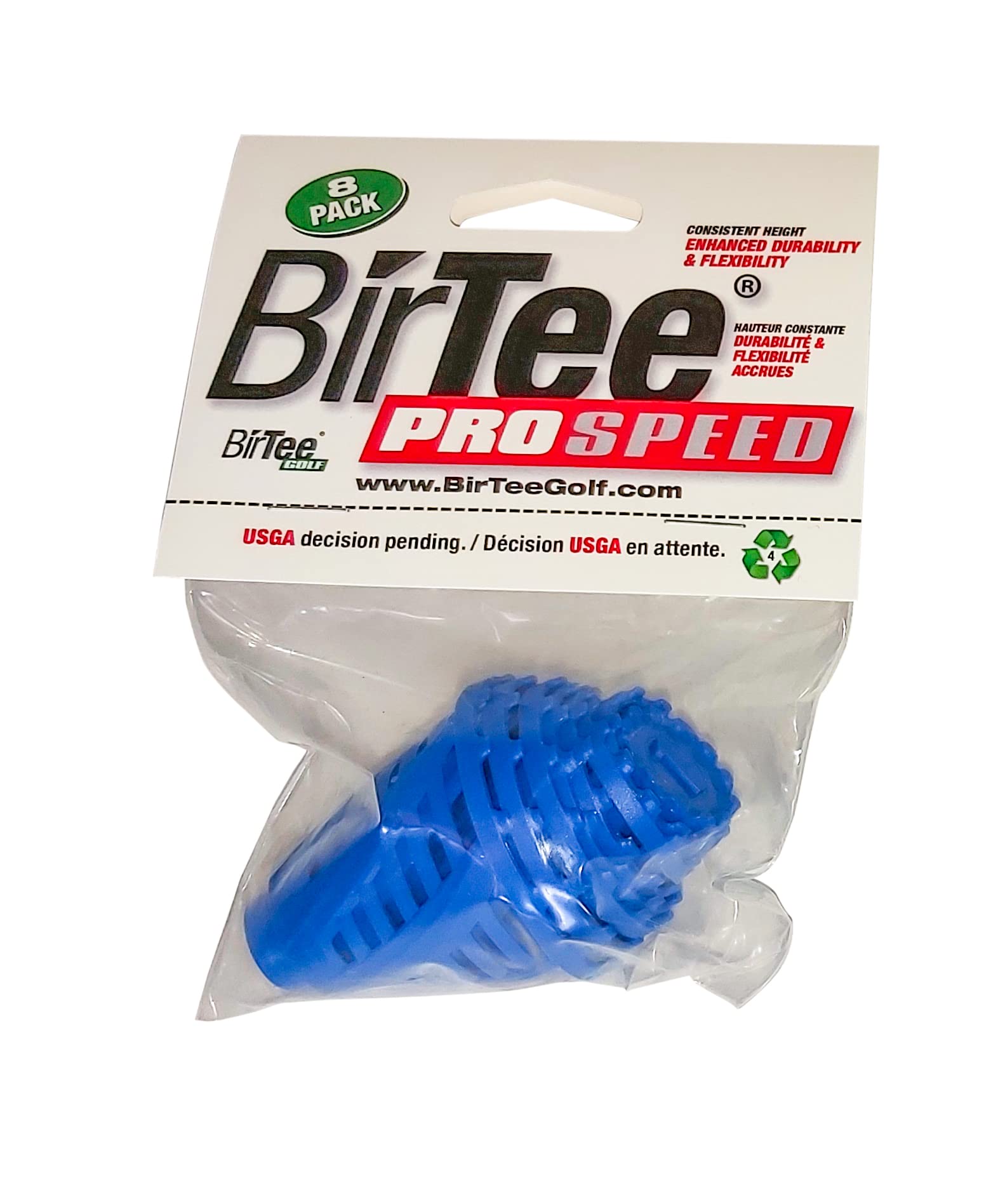 BirTee Golf Tees - PRO Speed Version with Enhanced Durability - 8 Pack. Indoor Golf Tees/Golf Simulator Tees/Winter Golf Tees. (Blue)