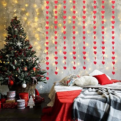 Amazoncom Longble 8 Pack 128 Red Heart String Garland Home