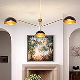 MERCASA Mid Century Gold Black Chandelier Italian Style for Dining Room, Entryway, Home Office/Study, Kitchen, Bar, Bedroom, 