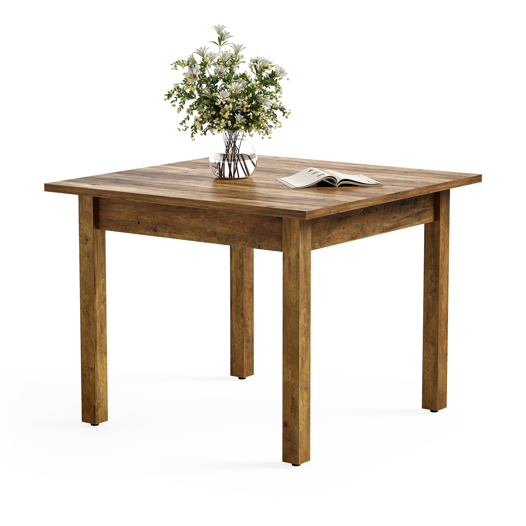 Photo 1 of **COLOR IS BLACK**LITTLE TREE 39 Inches Square Dining Table for 4 People, Industrial Wooden Kitchen Table Small Dinner Table, Modern Dining Room Tables for Living Room, Kitchen, Rustic Brown