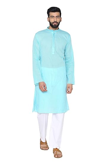 Men's Full Sleeve Regular Fit Banded Collar Striped Kurta & Pyjama Set