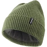 Zylioo Plus Size Fleece Lined Beanie Hat,2XL/XL/L/M/S Thermal Knitted Hat,Winter Warm Lined Snow Hats for Women Men