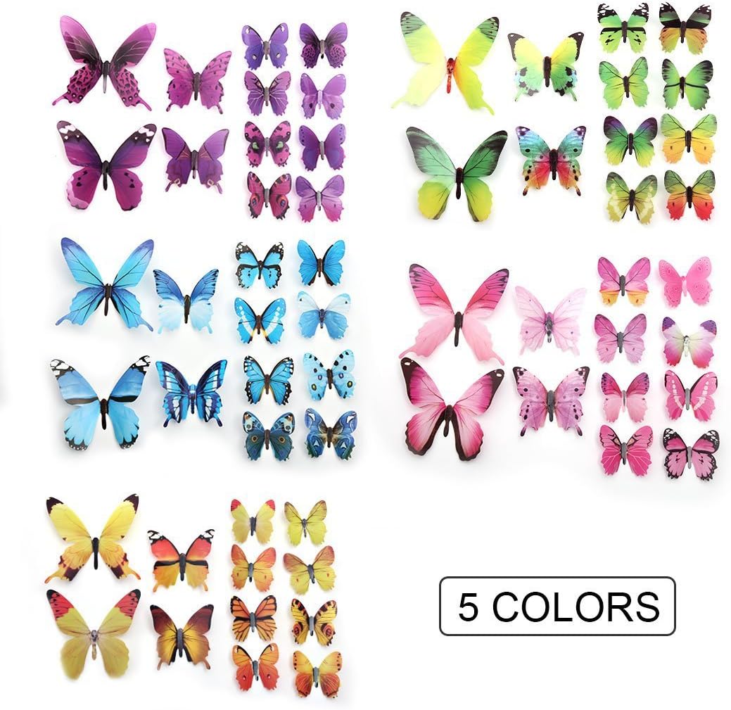60 Pcs Removable 3d Butterfly Wall Stickers Decals Diy Wall Art