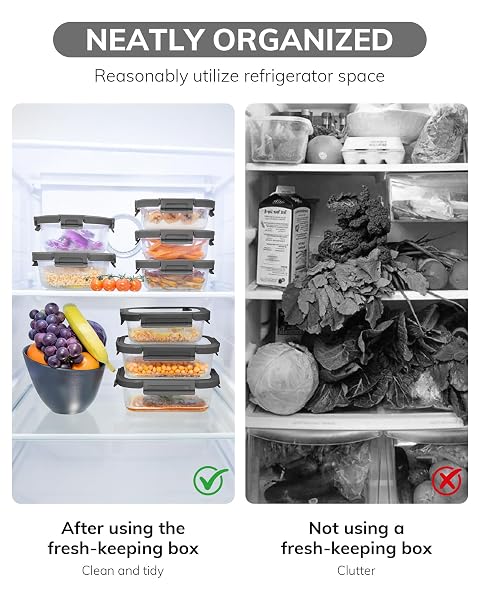 BOROHOUSE 2-PACK GLASS FOOD STORAGE CONTAINERS WITH TEMPERED LIDS (630ML/2.7CUP) – AIRTIGHT SNAP LOCK, MICROWAVE & OVEN SAFE (-4℉~ 950°F), FREEZER TO BAKING DISH, BPA-FREE, GIFT BOX (GRAY)