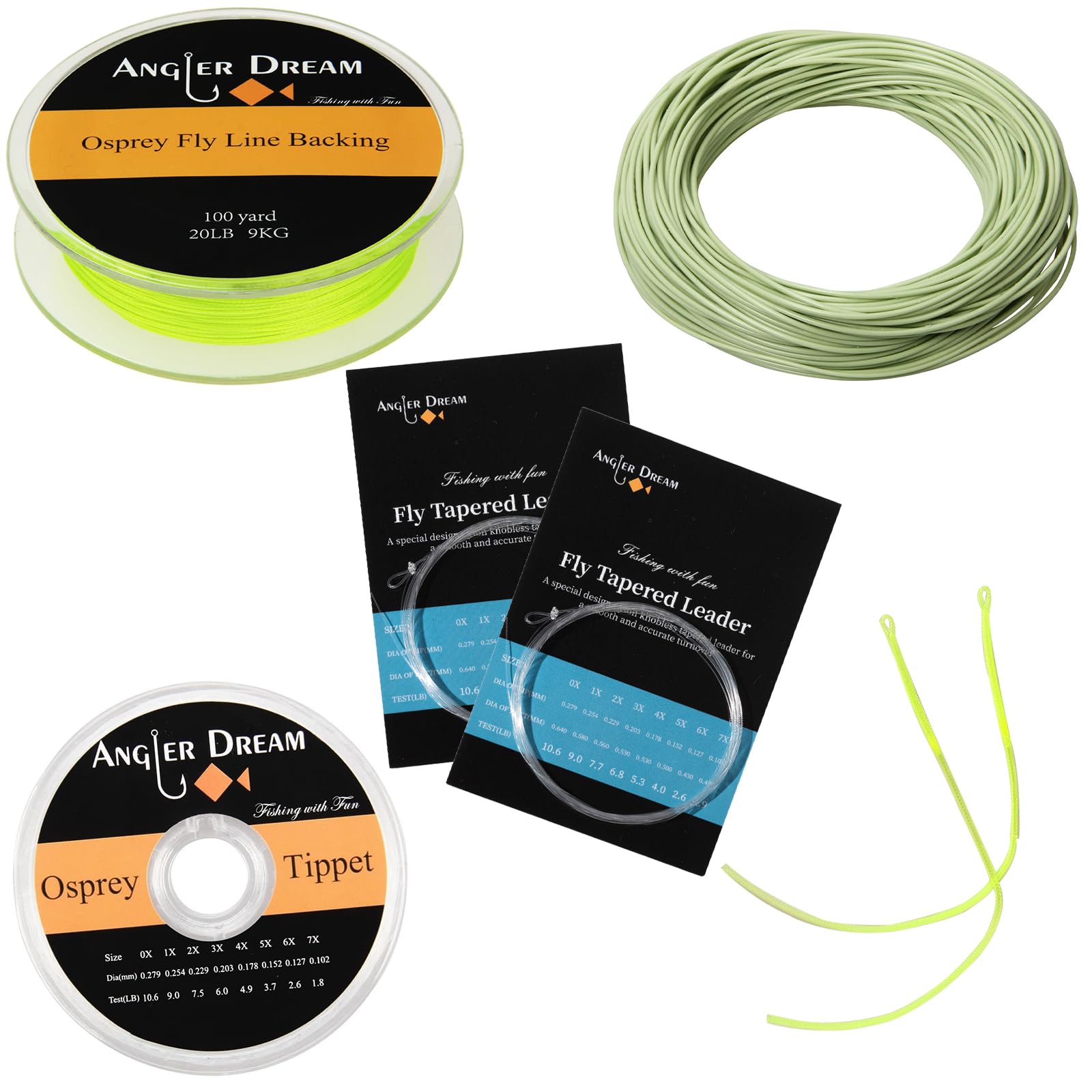 Green WF Fly Fishing Line Kit 3 WT Fly Fishing Line Leader Braided Backing Fish Line