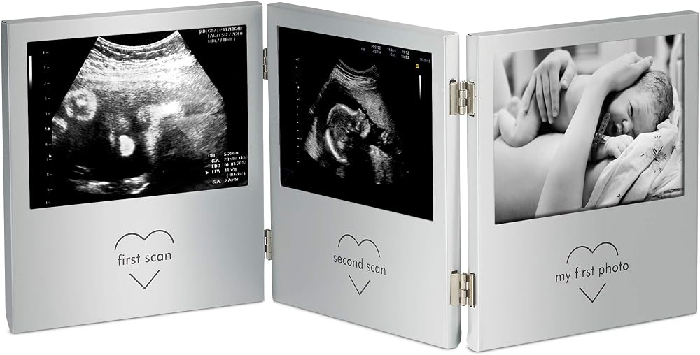 VonHaus Baby Scan Photo Frame Triple 5x3.5cm Aluminium Silver