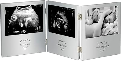 VonHaus Baby Scan Photo Frame Triple 5x3.5cm Aluminium Silver