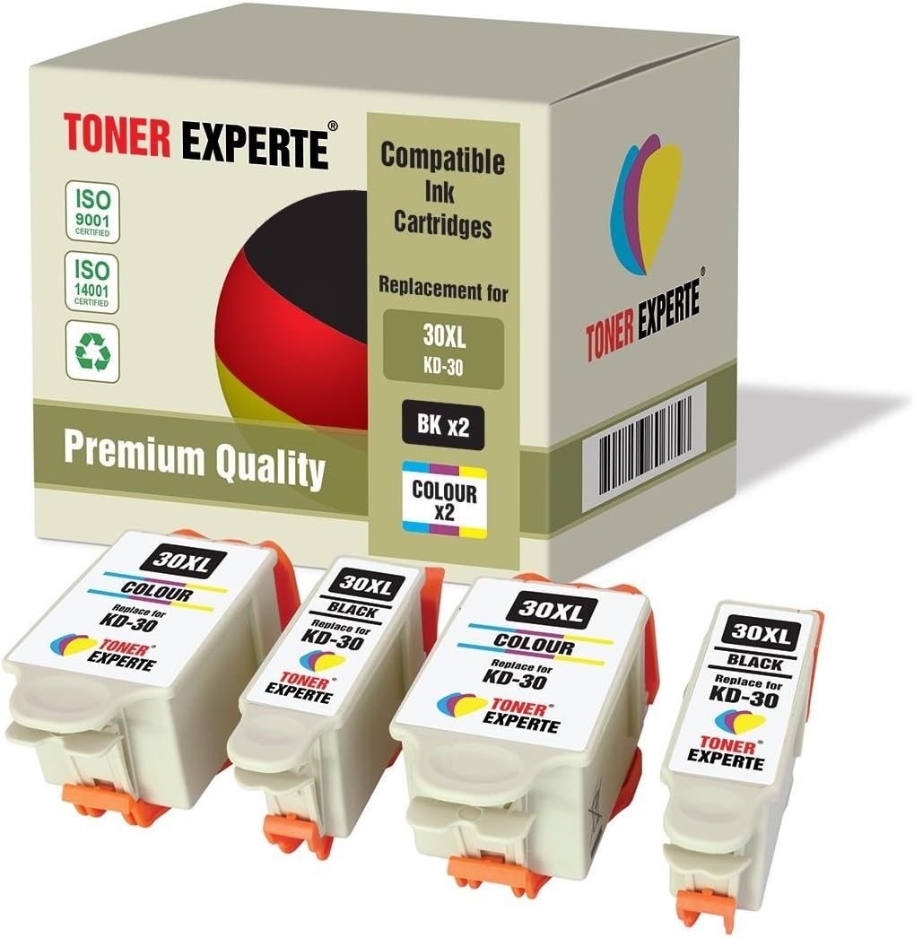 TONER EXPERTE 4 XL Compatible Kodak 30XL (30B 30CL) Premium Ink Cartridges for Kodak ESP 1.2, 3.2 - Image 3