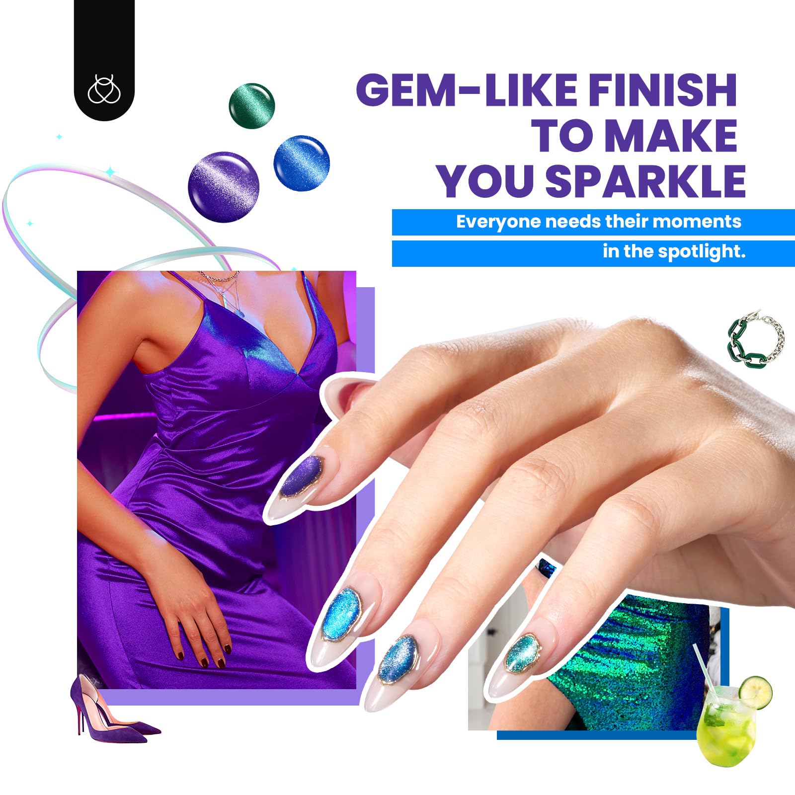 Beetles 20 Colors Cat Eye Gel Nail Polish Set with Base Gel and Matte Glossy Top Coat, Nude Pink Green Blue Nail Polish Lush Velvet with Magnet Soak Off LED Manicure Salon DIY Art Gifts for Women - Image 3