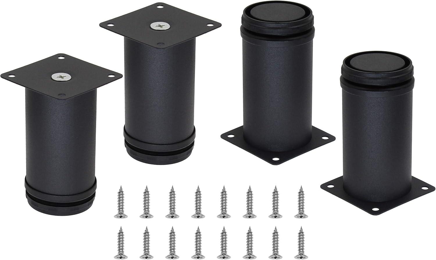 PHITUODA 4pcs Adjustable Furniture Legs, 4 Inch / 100 mm Stainless Steel Furniture Legs Thickened Cabinet Legs Sofa Legs Adjustable feet for Cabinets Sofa Table Shelves and DIY Furniture, Black