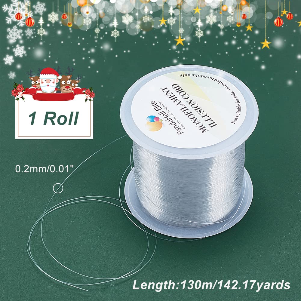 PH PandaHall 142 Yards 0.2mm Clear String Fishing Line Invisible Beading Cords Nylon Thread String Inelastic Jewelry Wire for Valentine Bracelet Jewelry Making Ornaments Hanging Party Decor Seed Beads