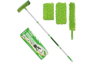 Zavrski Ceiling Fan Cleaner Duster with 6 Ft/72'' Extension Pole High Ceiling Fan Blade Cleaning Tool Microfiber Duster Reusable Pads for Cleaning Ceiling Fan, Baseboard, Blind, Cobweb, Molding
