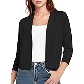 Urban CoCo Women's 3/4 Sleeve Short Cropped Cardigan Sweaters Lightweight Shrug Sweater Jacket for Dresses
