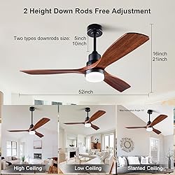 XBIBI 52 Inch Ceiling Fan with Lights Remote