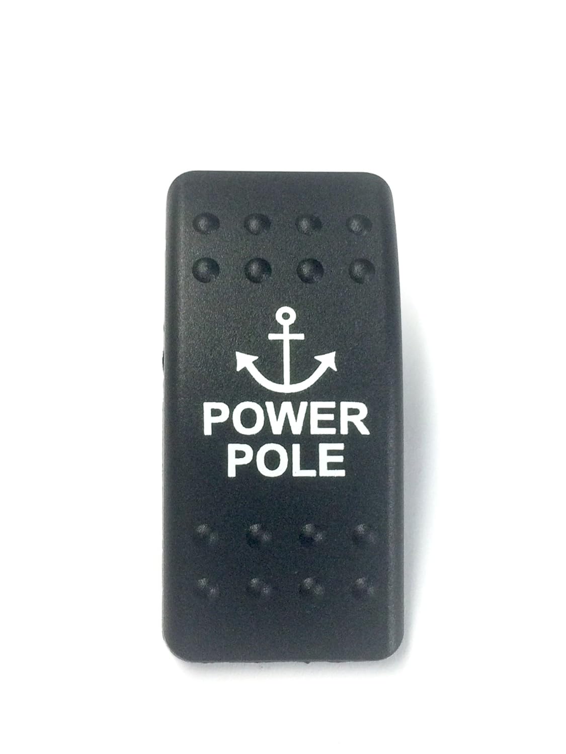 Euro Rocker Switch Cover with Text, Black with Blue Lens. Contura II, Fits Carling, Cole Hersee, Blue seas