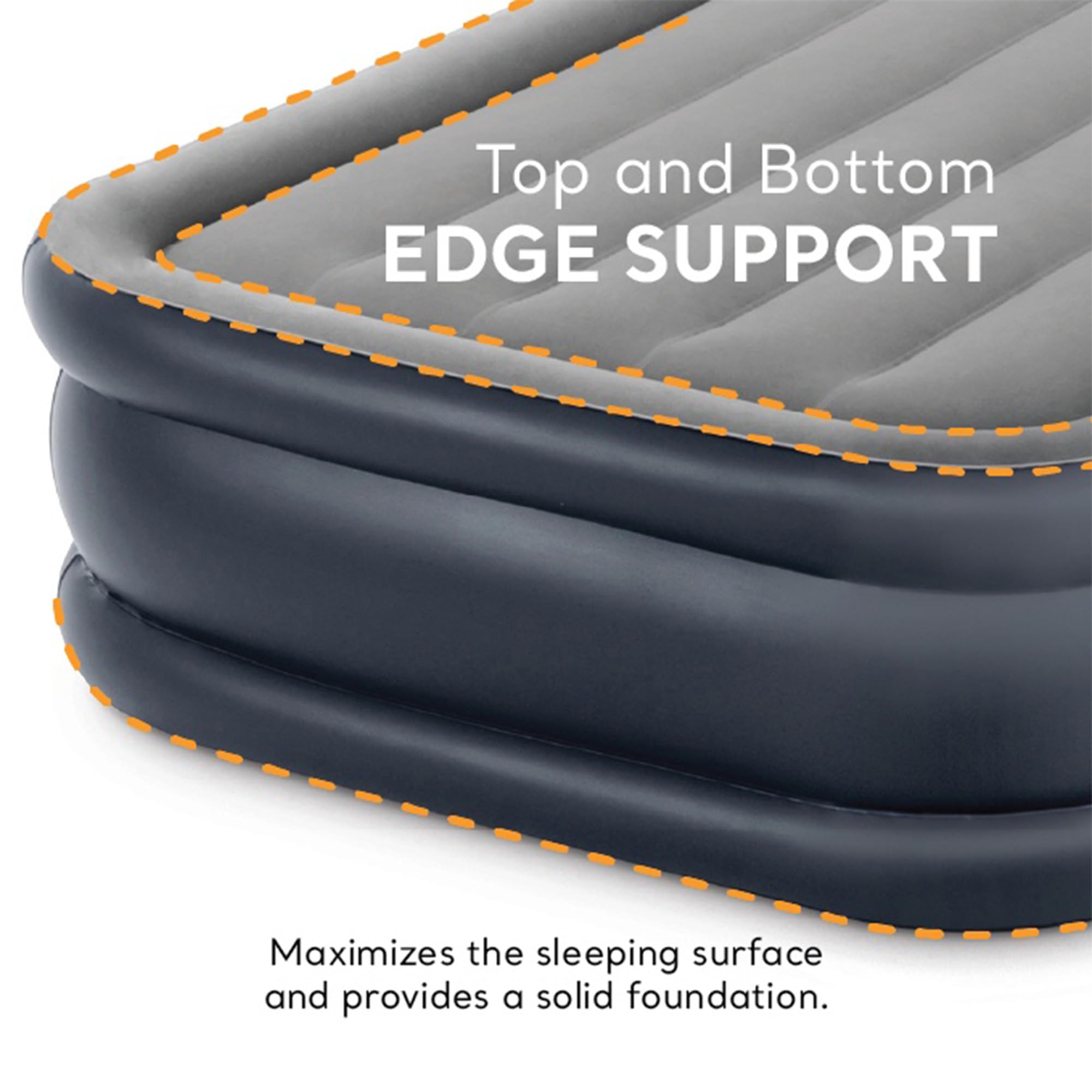 Intex 64131ED Dura-Beam Plus Deluxe Pillow: Fiber-Tech – Twin Size – Built-in Electric Pump – 16.5in Bed Height – 300lb Weight Capacity