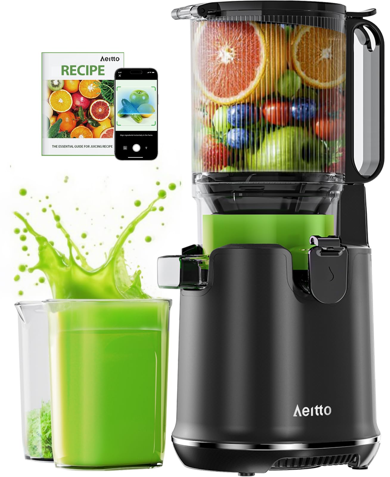 Photo 1 of Cold Press Juicer, 5.3" Extra Large Wide Mouth, Aeitto Slow Juicer Machines, High Juice Yield, Fit Whole Vegetables & Fruits, Professional Juice Extractor Machine,Self Feeding, Easy to Clean