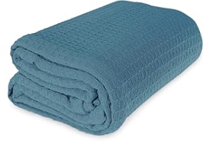 JMR USA INC. Waffle Weave 100% Cotton Blankets Hotel Style King Blanket- Great for All Seasons Upgrade Your Home Decor with Hypoallergenic Soft Quilt for Bed, Couch & Sofa (Teal, King 108 x 90)