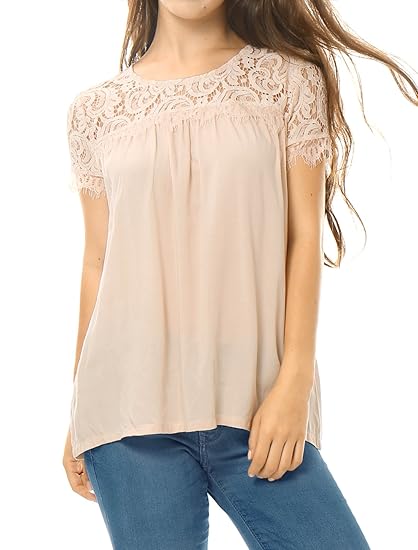 Buy Allegra K Women S Lace Panel Upper Semi Sheer Yoke Short