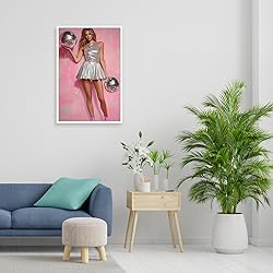 Vintage Funky Disco Ball Hot Girl Canvas Wall Art