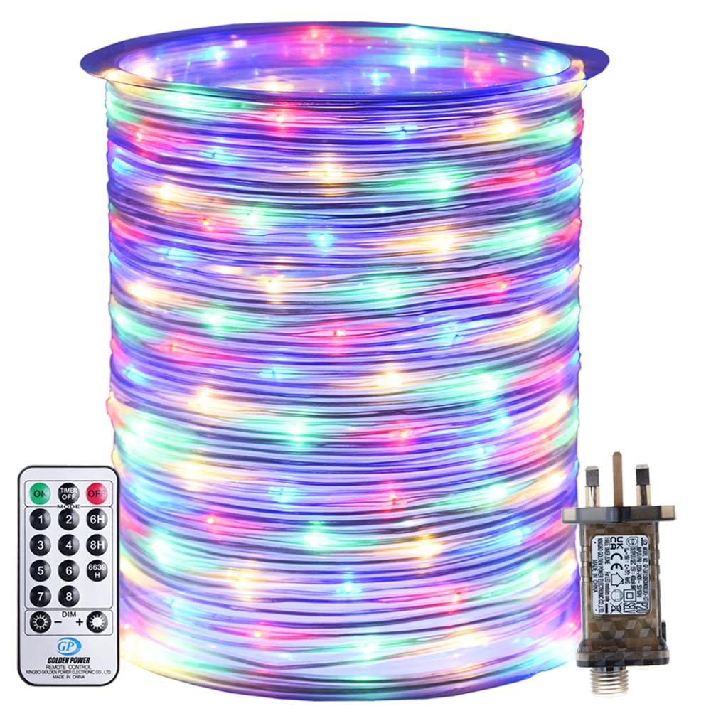 RcStarry 30M 300 LED Rope Lights, 8 Modes, Timer, Remote, Plug in Indoor Outdoor String Lights,Multi-Color, IP67 Waterproof Fairy Lights for Garden, Patio, Deck, Landscape Lighting, Bedroom and More
