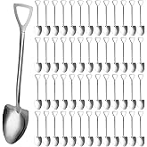 QTLCOHD 100 Pcs Stainless Steel Shovel Spoon - 6 Inch Mini Shovel Shaped Spoons Bulk for Desserts, Ice Cream, Appetizer, Halloween Party, Silver