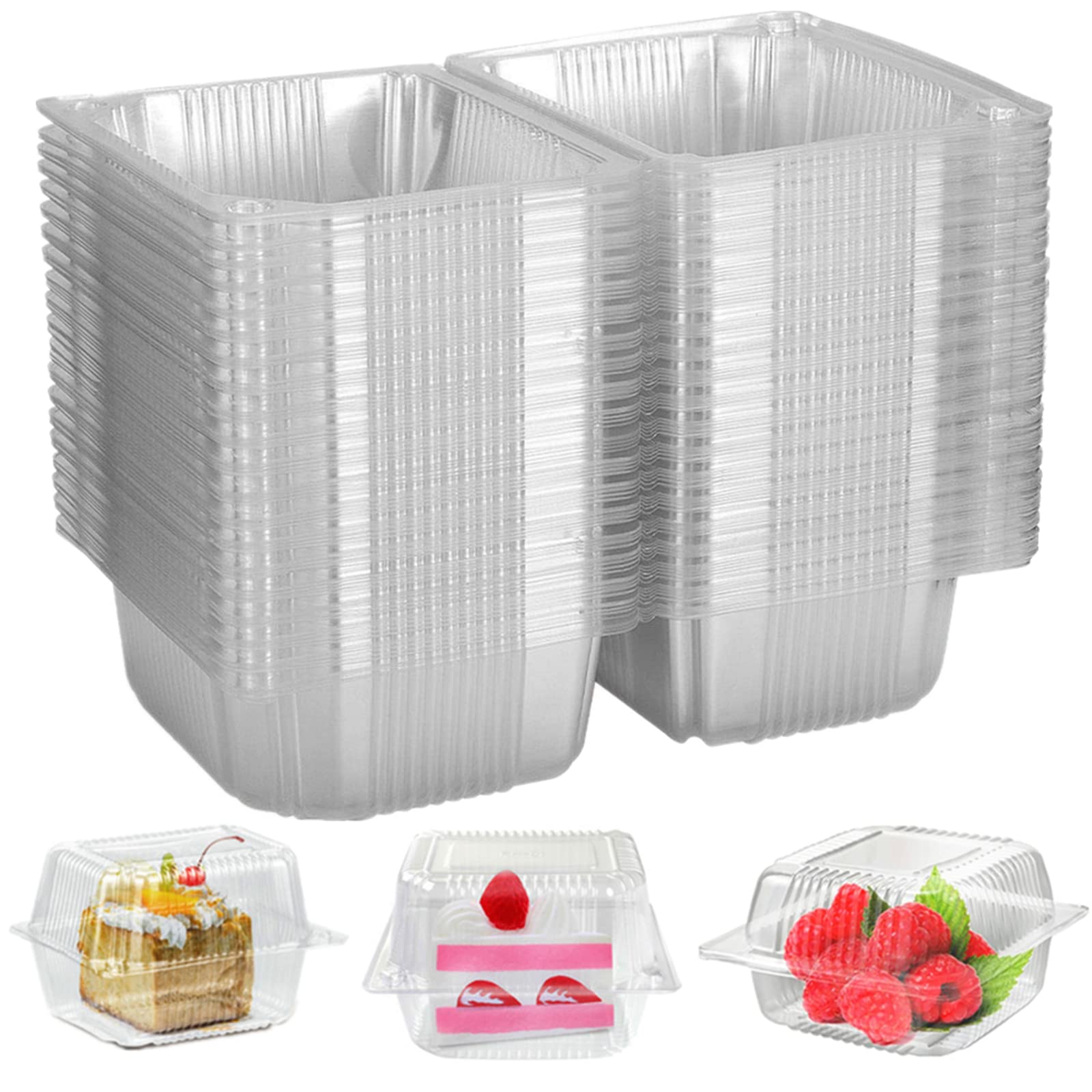 50 Individual Cake Slice Boxes - 5.3 Inch, Suitable for Muffin, Salad, Fruit, Biscuit - Perfect for Birthday Party, Wedding, Cake Shop