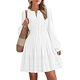 BTFBM Mini Dresses for Women 2026 Casual Lightweight Long Sleeve V Neck A Line Elastic Waist Party Holiday Dress