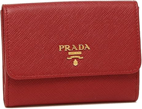 Amazon プラダ 財布 Prada 1mh523 Qwa F068z Saffiano Metal Oro レディース 二つ折り財布 無地 Fuoco 赤 並行輸入品 Prada プラダ シューズ バッグ
