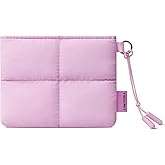Comfyable Cute Puffy Coin Purse Pouch Change Holder For Women, Small Organizer with ID Window, Magnetic Closure, Water-repellent, Storage for Coin, Airpods, Lipstick, Card, Lavender Pink