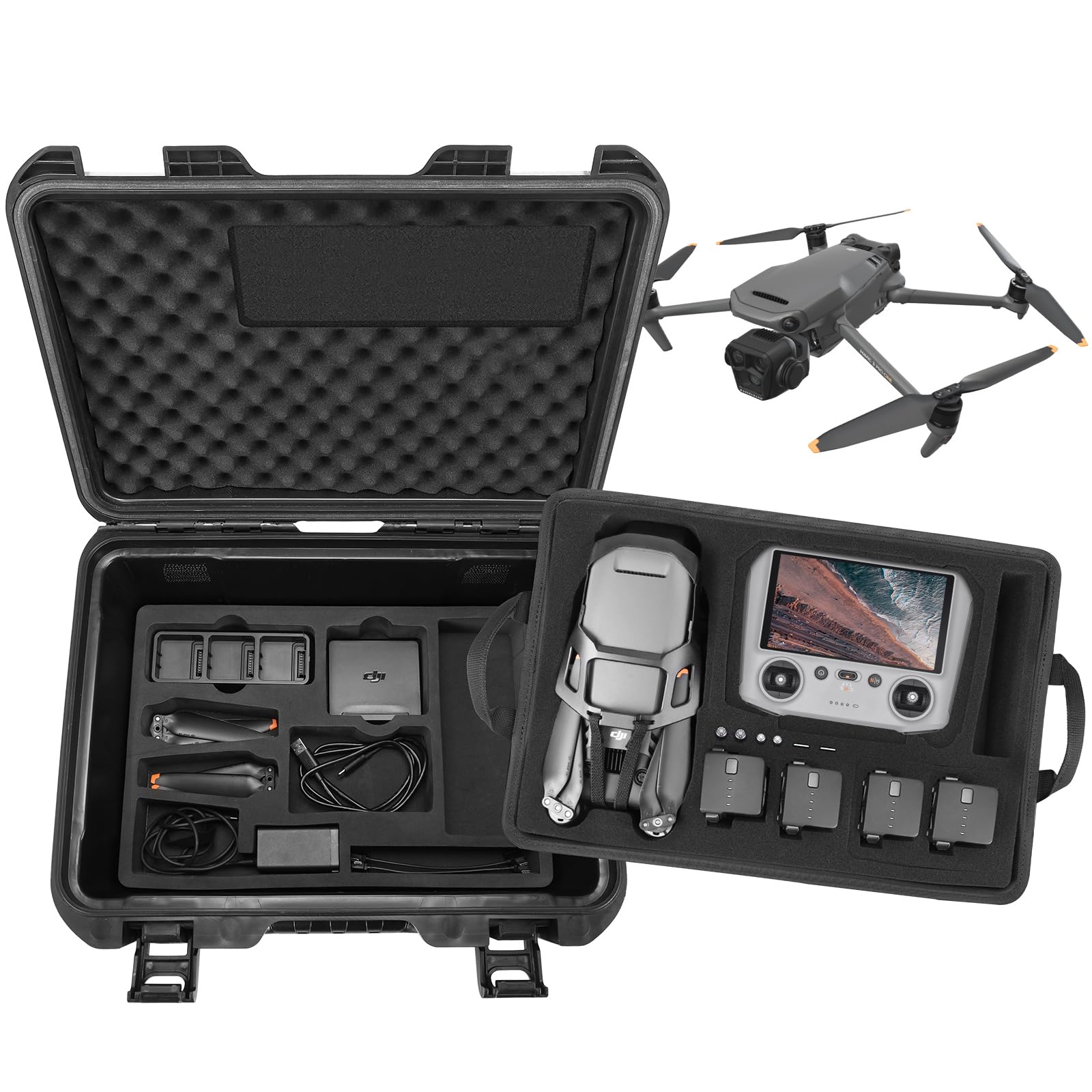 Smatree 28.3L Mavic 3 Pro Double Layer Waterproof Hard Case, Carrying Hard Shell Professional Case for DJI Mavic 3 Pro Fly Drone, DJI RC or DJI RC Pro and Accessories(Case Only)