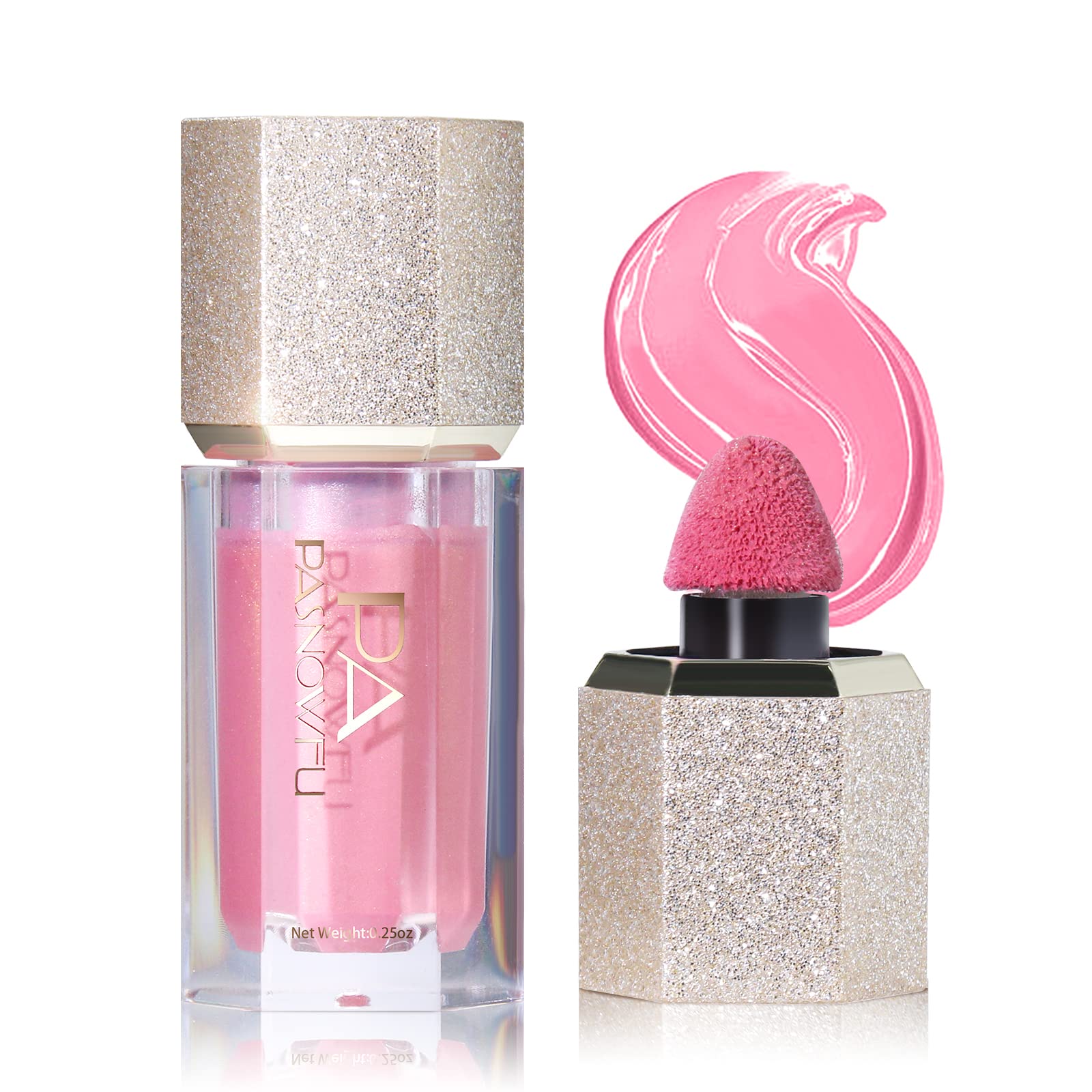 Prreal Soft Cream Liquid Blush, Blush Makeup Matte Beauty Blush for Eyes, Lip, Cheek with Cushion Applicator, Natural Look High-Pigmented Blush, Long-lasting Face Blush for Blush Makeup (Foggy Pink)