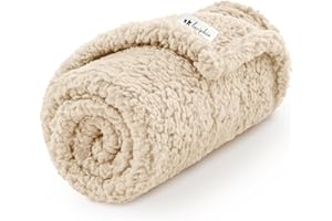 Luciphia Premium Fleece Dog Puppy Blanket Soft Pet Sherpa Calming Cat Blanket Throw for Small Medium Dog Cat(Beige,30x20 inches)