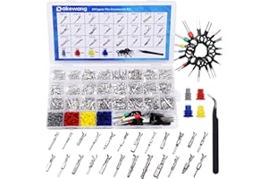 dakewang 500Pcs 24types Automotive Pin Connectors Kit, 1/1.5/1.8/2.2/2.3/2.8/3.5mm Male&Female Wire Pins, Non Insulated Wire Terminal Pin Kit.