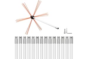 BEWAVE Chimney Sweep Kit, 20 FT Chimney Cleaning Kit with Nylon Flexible Rods, Rotary Drill Drive Chimney Brush Kit for Cleaning Fireplace Flue, 14 Rods