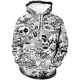 LAOLIUSN Men's Hipster Hip Hop Urban Sweatshirt Graffiti Street Art Hoodie Funny Pullover