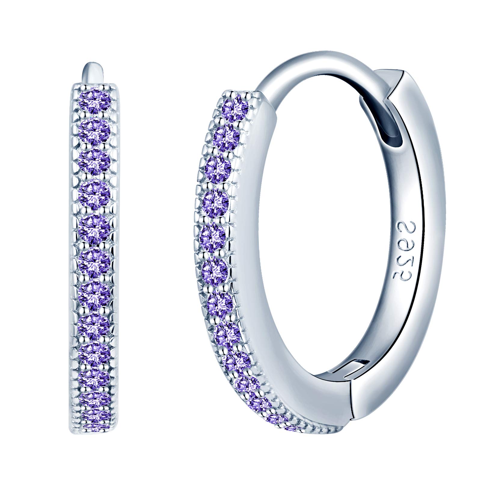 MicVivien 925 Sterling Silver Hoop Earrings Women Cubic Zirconia Huggie Earrings Small Hoop Earrings Elegant Zirconia Circle Earrings for Women Lady Girls Hypoallergenic