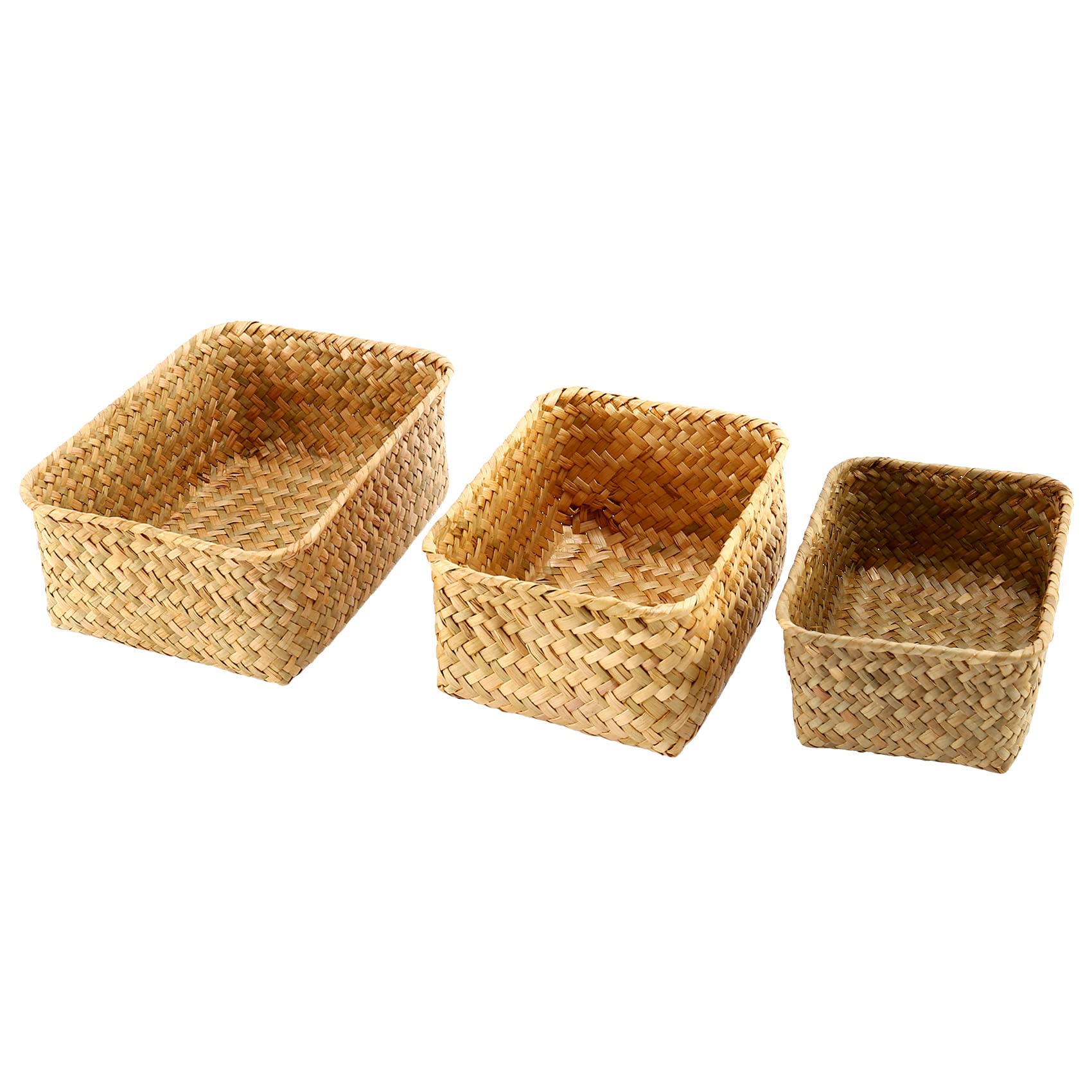 Hopbucan Seagrass Storage Basket, Multisize Handmade Rattan Shelf Baskets & Bins Baskets for Decoration