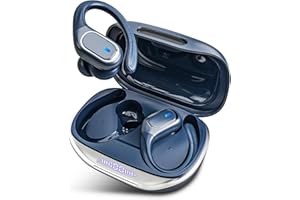 CATITRU Wireless Earbuds Bluetooth Headphones 80Hrs Playtime Ear Buds IPX7 Waterproof Sports Earphones Wireless Charging Case Over-Ear Earhooks Headest Blue